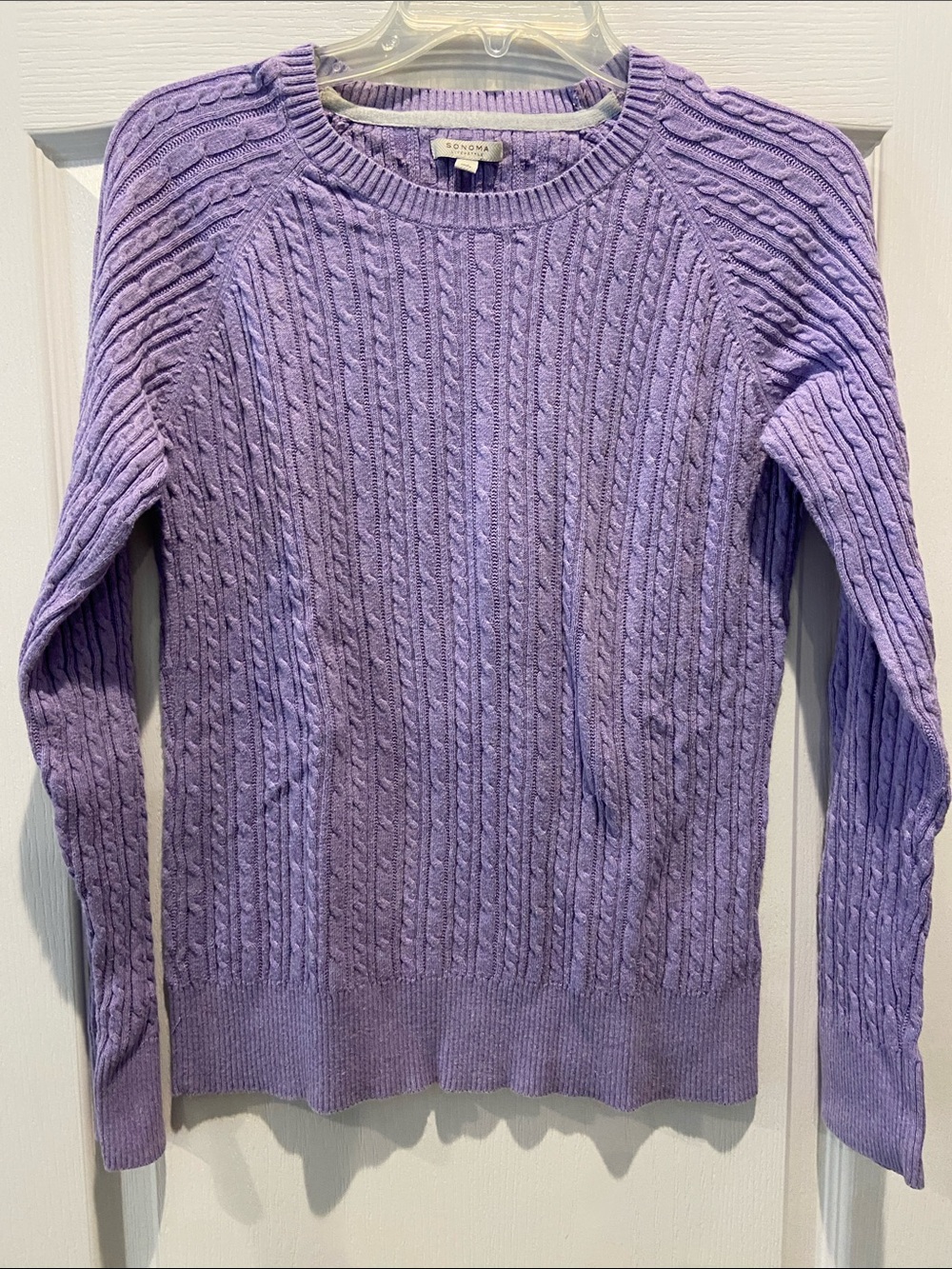 Sonoma Lilac Cable Knit Crewneck Sweater